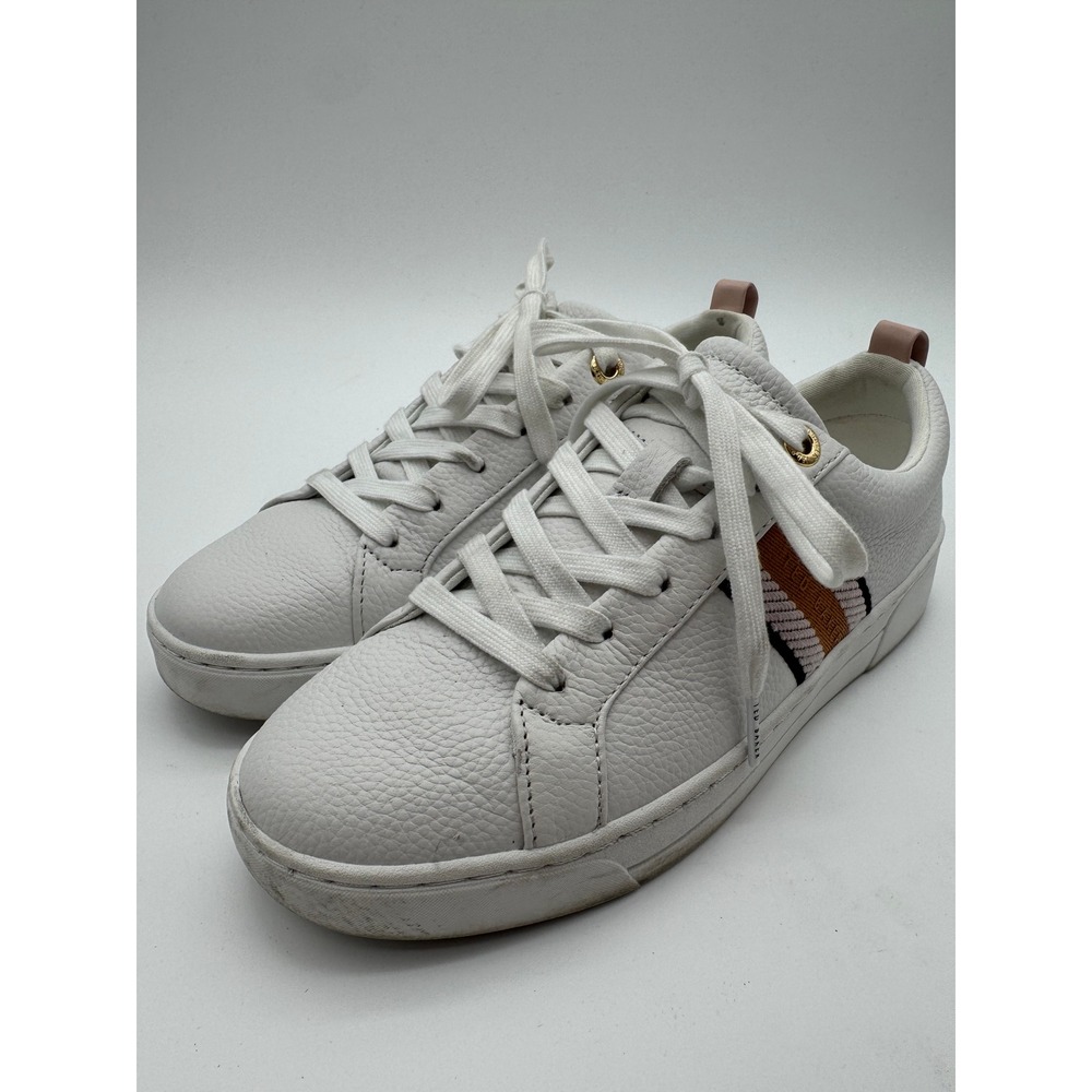 Ted Baker White Leather Sneakers Men's US 8 Casual Lace Up Shoes